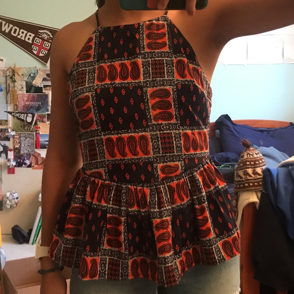 LIKE NEW Indie Pattern Peplum Top